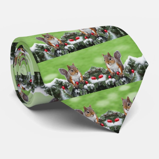 Cravate de Noël des fêtes d'écureuil (Roulé)