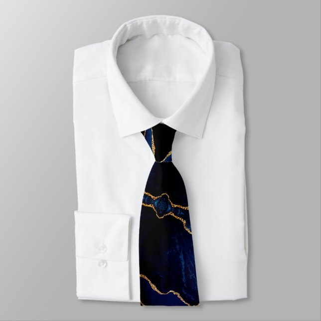 Cravate de Parties scintillant en or noir bleu mar (Attaché)