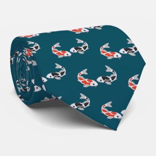 Cravate de poisson rouge et noir Koi