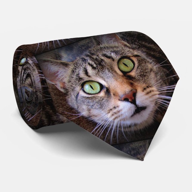 Cravate de tenue de chat Tabby Vert (Roulé)