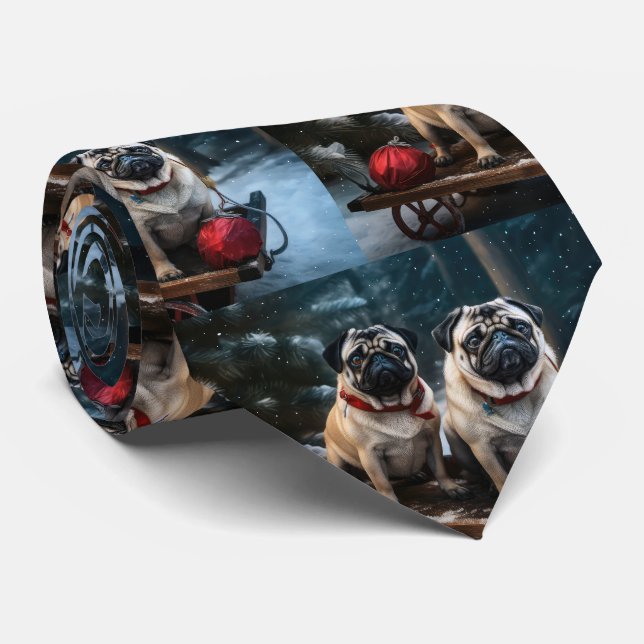 Cravate Décor de Noël carlin Snowy Sleigh (Roulé)