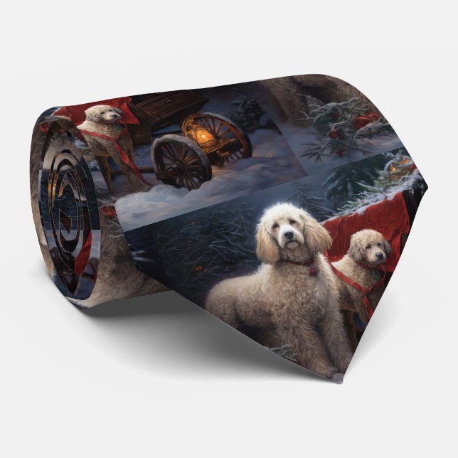 Cravate Décor de Noël de caniche Snowy (Roulé)
