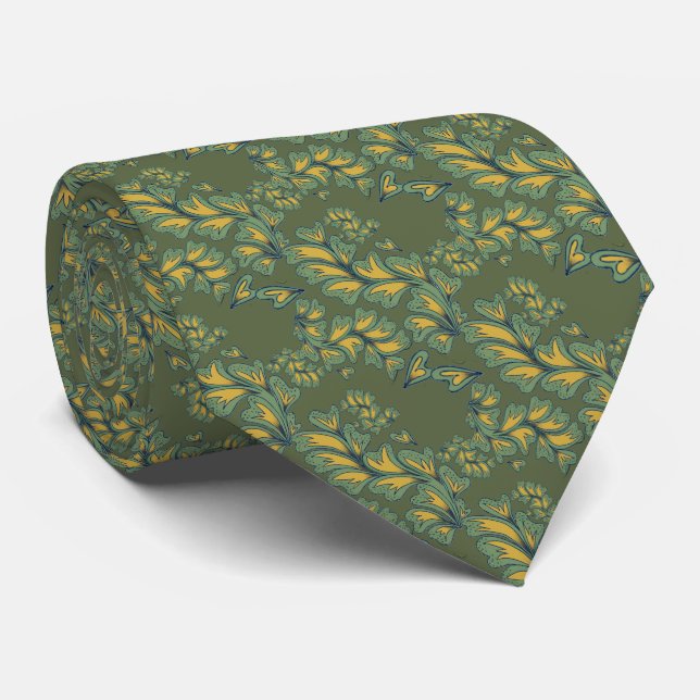 Cravate Décoration de feuille vert (Roulé)