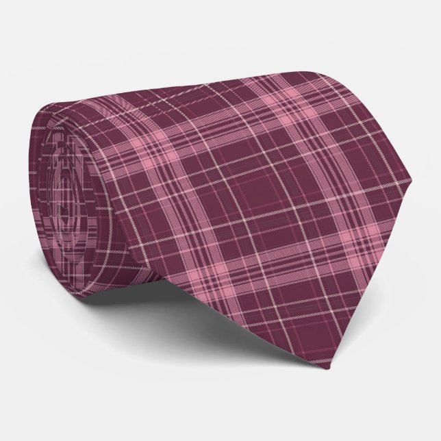 Cravate Deep Cranberry Red Tartan Plaid (Roulé)