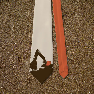 Cravate Deep Orange & Marron - Excavatrice
