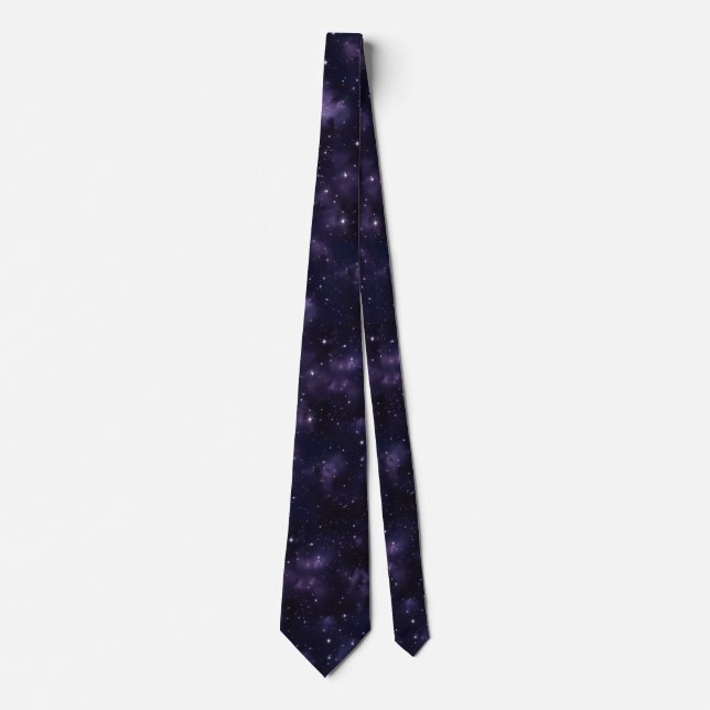 Cravate Deep Purple Starry Night AI Art (Devant)