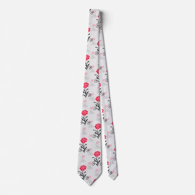 Cravate Délicat Motif floral rouge (Devant)