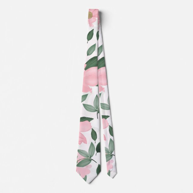 Cravate Delicate Pink Roses Floral Painting (Devant)