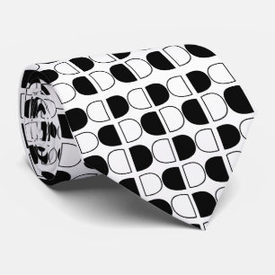 Cravate Demi-cercle géométrique noir et blanc