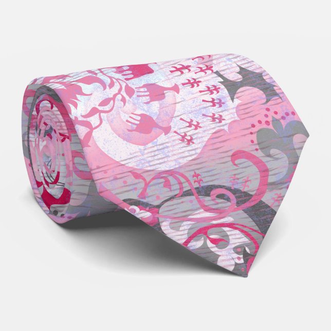 Cravate Demigirl Dragon Damask - Stylish Pride Flag Couleu (Roulé)