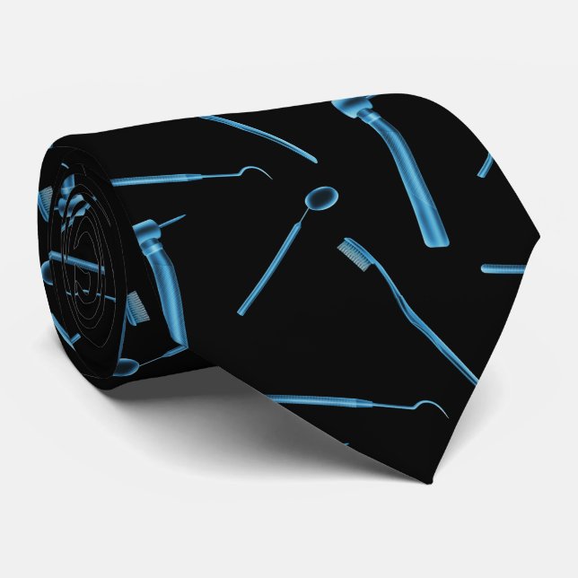 Cravate Dentiste Hygiéniste Xray Outils dentaires Noir (Roulé)