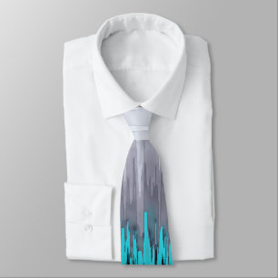 Cravate Déposez Bass Sound Waves Gris & Turquoise