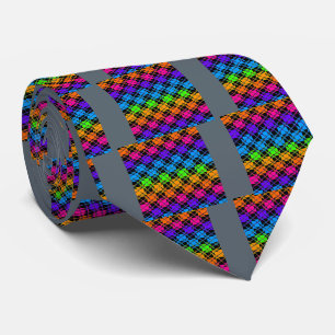 Cravate Dernière tendance de motif arc-en-ciel à carreaux