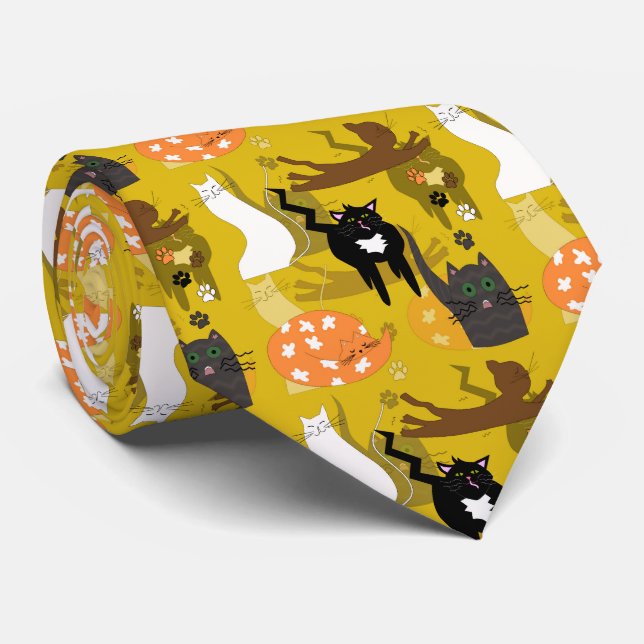 Cravate Des chats si différents. (Roulé)