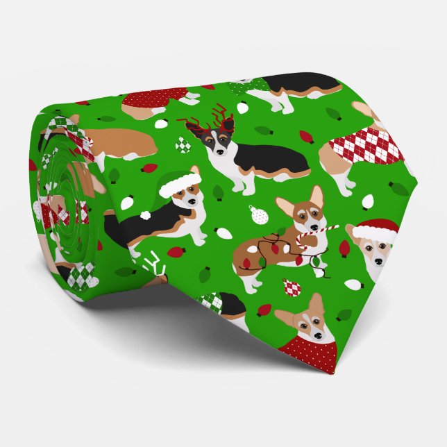Cravate des Chiens de Noël Corgi (Roulé)