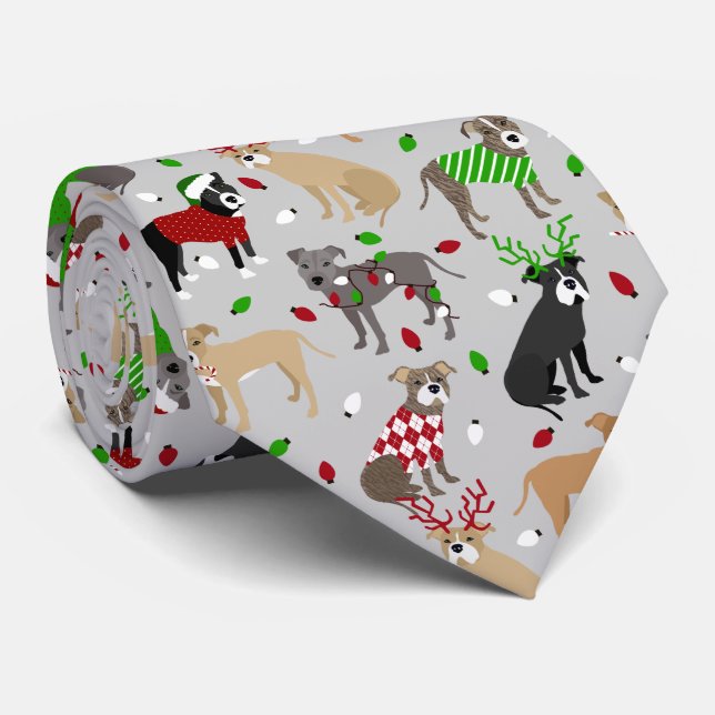 Cravate des chiens Pitbull de Noël (Roulé)