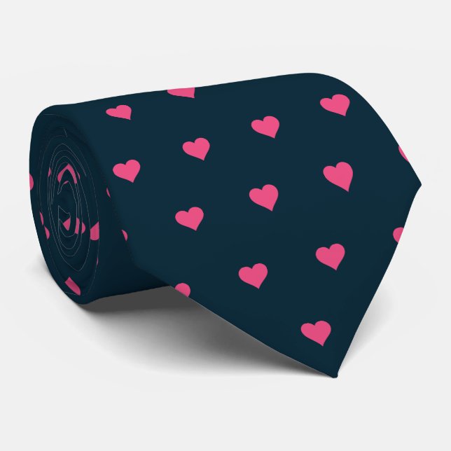 Cravate des Coeurs bleu et rose de la Marine (Roulé)