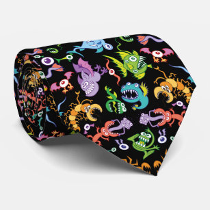Cravate Des monstres fous colorés posant dans un design mo