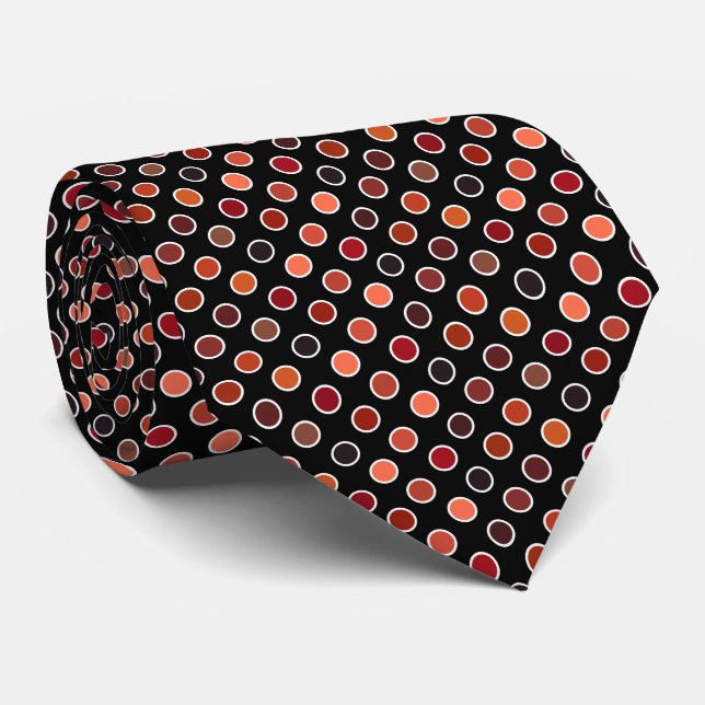 Cravate Des nuances de Pois de Salsa rouge sur Noir (Roulé)
