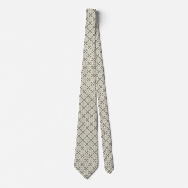 Cravate Design de fleurs vert Sage (Devant)