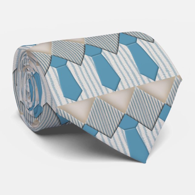 Cravate Design de nouveauté Blue Oxford Pinstripe (Roulé)