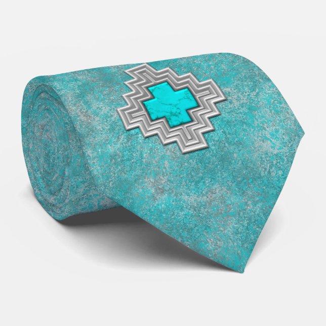 Cravate Design en pierre turquoise du sud-ouest (Roulé)