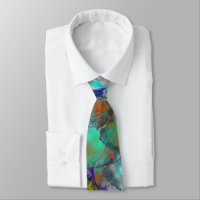 Design Floral Abstrait/ Turquoise, Royal Blue/Rust