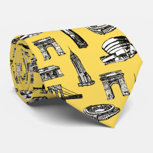 Cravate Design moderne tendance ville motif homme jaune