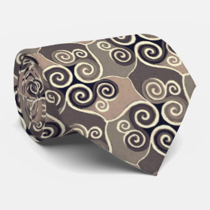 Cravate Design Motif Abstrait tourbillonnant Artsy Beige T
