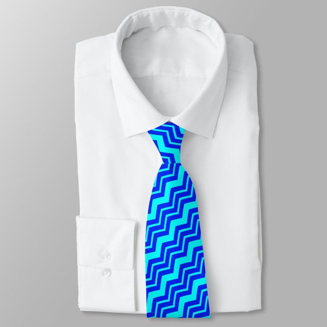 Cravate Design Motif Blue Zig Zag Chevron (Créateur téléchargé)