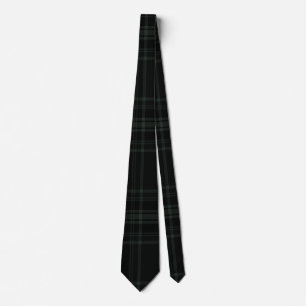 Cravate Design Motif en Tartan noir et vert foncé