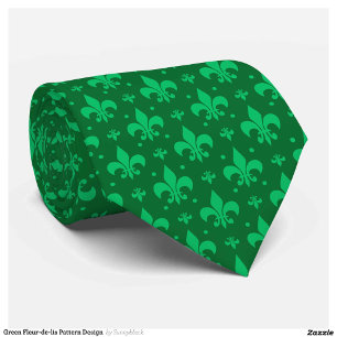 Cravate Design Motif Fleur de lis vert