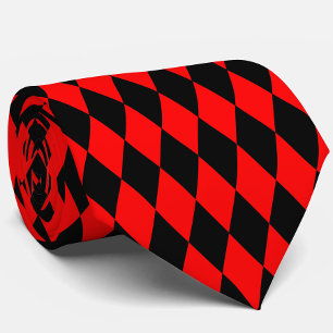 Cravate Dessin à carreaux de diamants Harlequin noir rouge