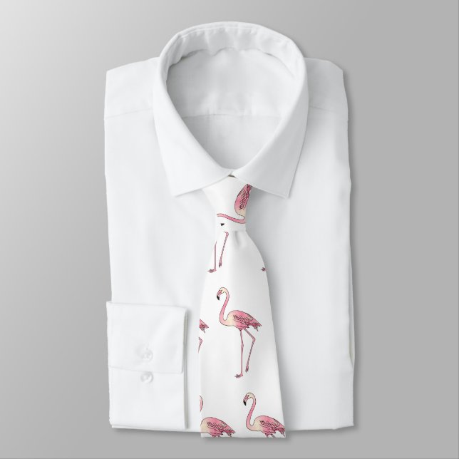 Cravate dessin animé d'oiseau Flamant rose (Attaché)