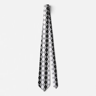 Cravate Dessin de diamant Argyle gris noir blanc