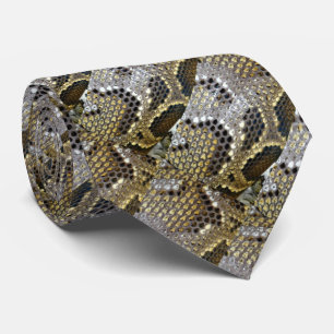 Cravate dessin de serpent motif gris-noir beige