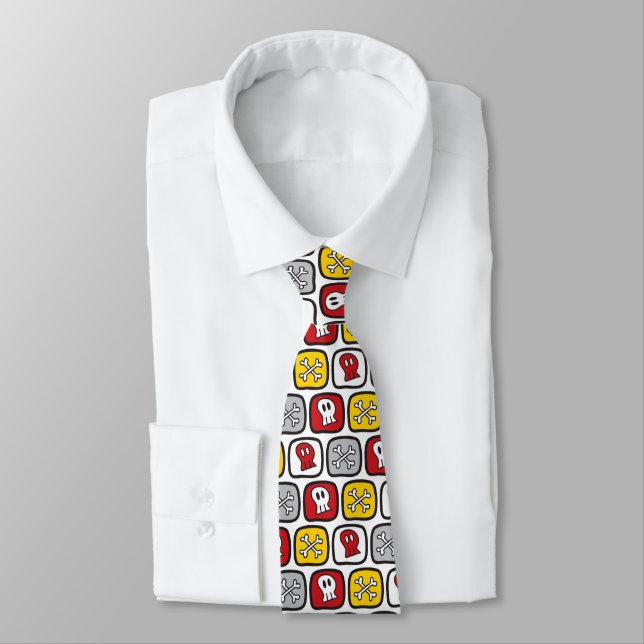 Cravate Dessin : Skuls et os Motif Halloween Party (Attaché)