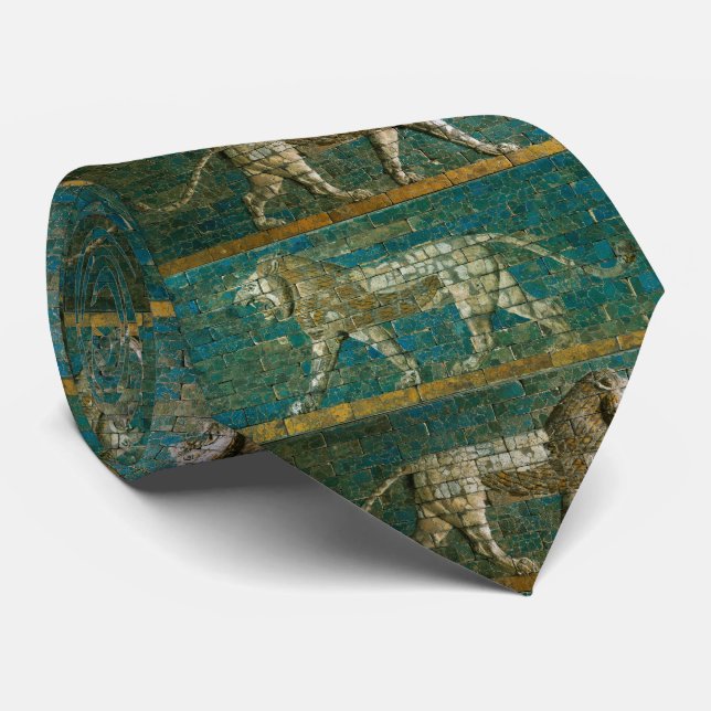 Cravate DEUX LIONS BABYLONIENS Art antique assyrien (Roulé)