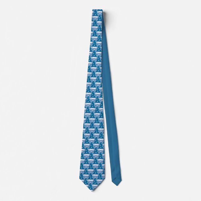 Cravate d'hiver Blue Christmas Tree Festive Cravat (Devant)