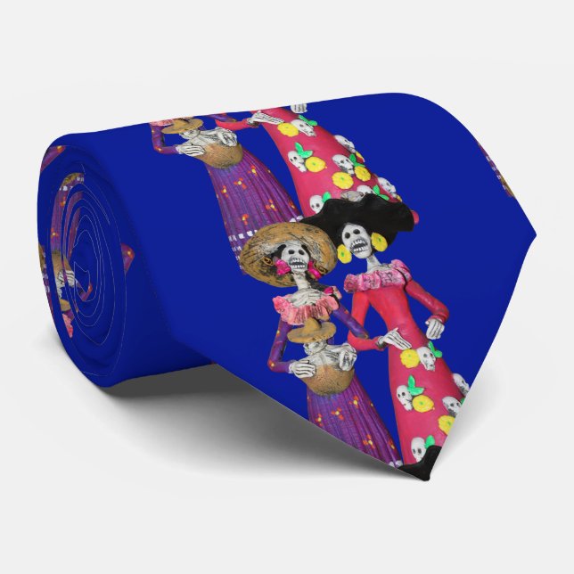Cravate Dia De Los Muertos Calavera Amigas (Roulé)