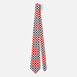 Cravate Diagonal Squares - Red and Black on White Neck Ti