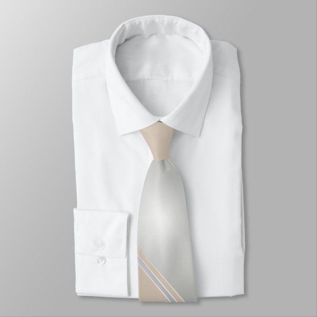 Cravate Diagonale couleur diamant et champagne (Attaché)
