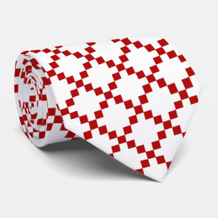 Cravate diamant géométrique rouge et blanc