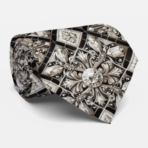 Cravate Diamants Art Déco noir et blanc