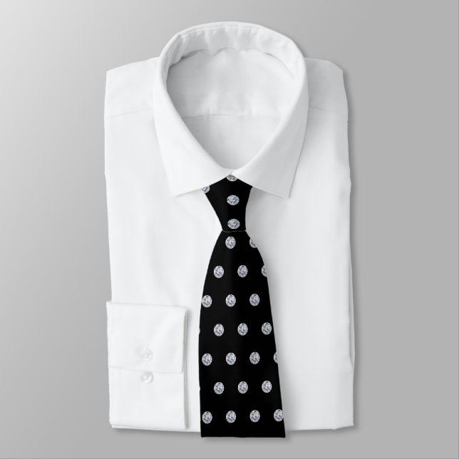 Cravate Diamants élégants sur noir (Attaché)