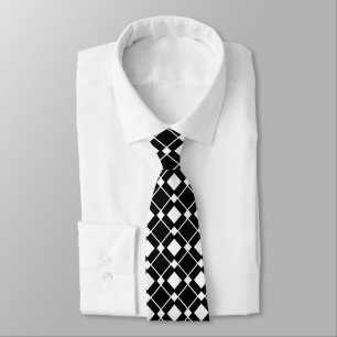 Cravate Diamants noirs et blancs - Lozenge Motif