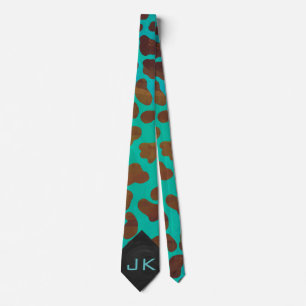 Cravate d'impression Brown et Turquoise dalmate