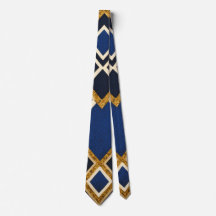 Cravate d'impression Gold Blue de luxe unique