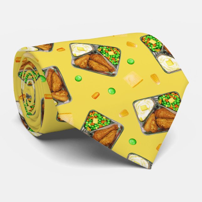 Cravate Dîner de poulet frit - en jaune (Roulé)