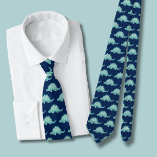 Cravate Dinosaure Stégosaure Motif bleu marine